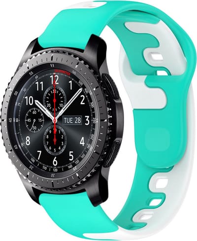 Siliconen bandje - geschikt voor Samsung Galaxy Watch 7 / Watch FE / Watch 6 (Classic) / Watch 5 (Pro) / Watch 4 (Classic) / Watch 3 41 mm / Active / Active 2 / Watch 42 mm - mintgroen-wit