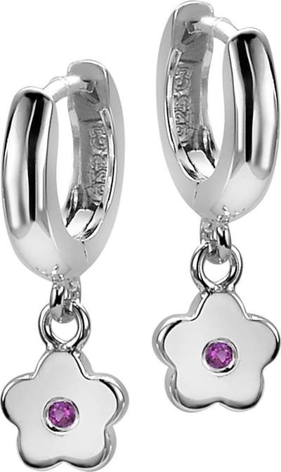 Orphelia Kids Oorbel oorring+ Flower Fuchsia Sterling Zilver 925