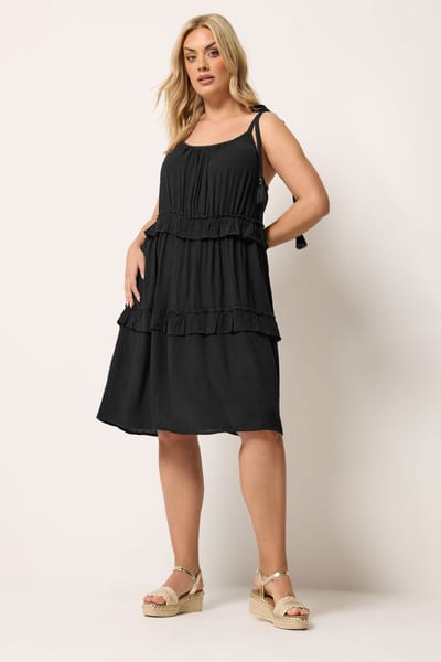 Yours Zwarte Jurk Met Ruches Size 42