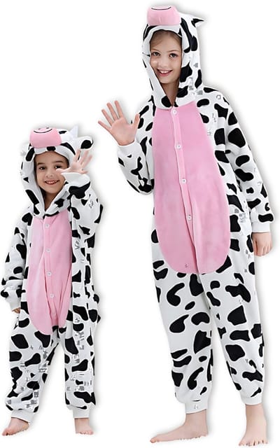 BoefieBoef Dieren Onesie Verkleedkleding Kinderen 10-14 jaar – Comfortabele Kostuum Pyjama – Maat 140 tot 160 – Dierenpak voor Jongens en Meisjes – Feest, Carnaval Verkleedkleding - Kerst, Dierenpak - of Verjaardag Cadeau - Koe