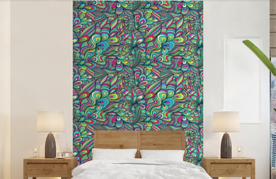 Behang - Fotobehang Fantasy - Design - Kleuren - Retro - Breedte 140 cm x hoogte 220 cm
