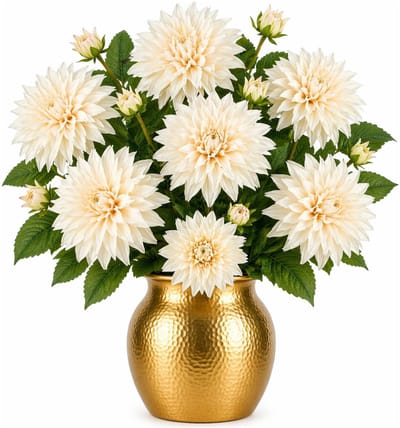 Mica Decorations Kunstbloem Dahlia Artistic - 6x - H74 cm - creme wit - kunststof - stelen kunstbloemen - boeket - bloemetjes