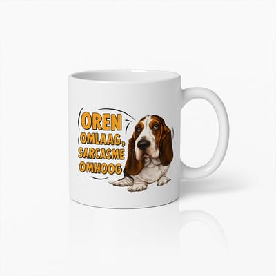 Grappige Sarcastische Hond Mok – Oren Omlaag Sarcasme Omhoog Koffiekopje