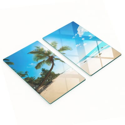 Decoratieve snijplanken van gehard glas met tropisch strandmotief, 2x30x52 cm