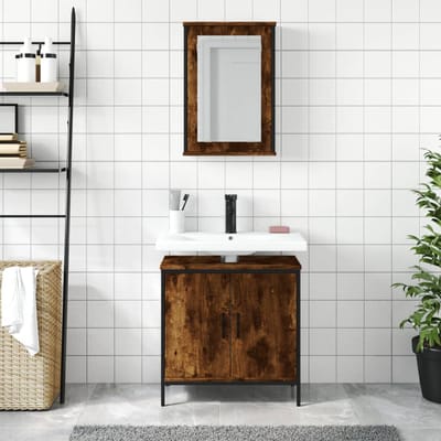 vidaXL - 2-delige - Badkamermeubelset - bewerkt - hout - gerookt - eikenkleurig