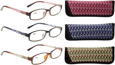 Dames leesbrillen - Leesglazen set - Comfortabel lezen - Veerscharnierende tempels - 3 Pack - Mooi patroon
