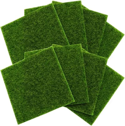 Kunstgras voor Tuin en Decoratie - Simulatie Gazon voor Miniatuurdiorama's 15 x 15 cm, Ideaal voor Binnen en Buiten Gebruik