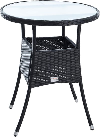 Polyrotan bijzettafel rond voor tuin en balkon - Stijlvolle koffietafel met melkglas