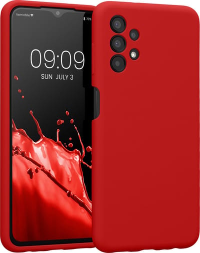 kwmobile telefoonhoesje geschikt voor Samsung Galaxy A13 4G - TPU backcover met siliconen coating - Smartphone case in klassiek rood