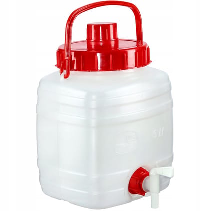 KADAX Waterjerrycan, drankvat van kunststof, drinkwaterjerrycan, waterreservoir met kraan, waterreservoir, drankjerrycan met rubberen afdichting (5 l, wit)