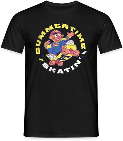 Sesamstraat Ernie Zomer Tijd Skaten T-Shirt Heren