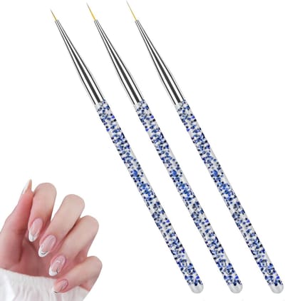 Set van 3 Ultra-Dunne Nagel Detail Brushes voor Professionele Nagelkunst, Tekenhulpmiddel voor Fijne Lijnen en DIY Ontwerpen
