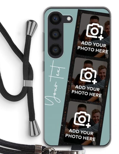 Gepersonaliseerd - Case Company® - Hoesje met koord geschikt voor Samsung Galaxy S23 hoesje met Koord - Filmrol N°1 - Telefoonhoesje met Zwart Koord - Bescherming aan alle Kanten en Over de Schermrand