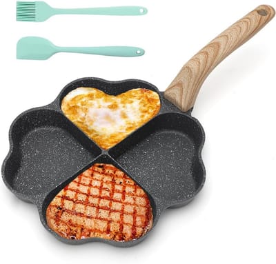 4-Gats Pannenkoekenpan Hartvorm - Antiaanbak Graniet voor Inductie en Gas