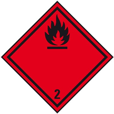 ADR klasse 2.1 sticker brandbare gassen 50 x 50 mm - 10 stuks per kaart
