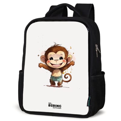 NoBoringSuitcases.com® - Rugzak zwart - Schooltas jongen & meisje - Aap - Bruin - Waterverf - Dieren - Rugtas voor school - Boekentas kind - Schoolrugzak - Kinderrugzak