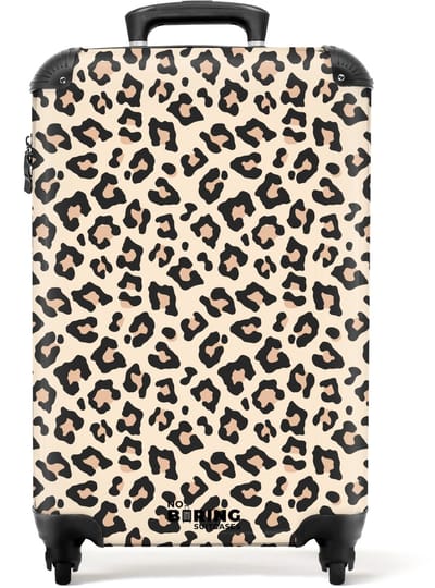 NoBoringSuitcases.com - Koffer - Beige luipaardvlekkenpatroon - Past binnen 55x40x20 cm en 55x35x25 cm - Trolley handbagage - Valiezen met wieltjes volwassenen - Reiskoffer op wielen - Rolkoffer lichtgewicht