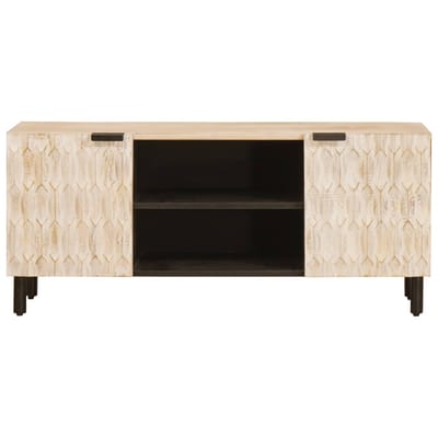 vidaXL - TV - Kast - Witte - Was - Afwerking - 105 - x - 33 - x - 46 - cm - Massief - Mango - Hout