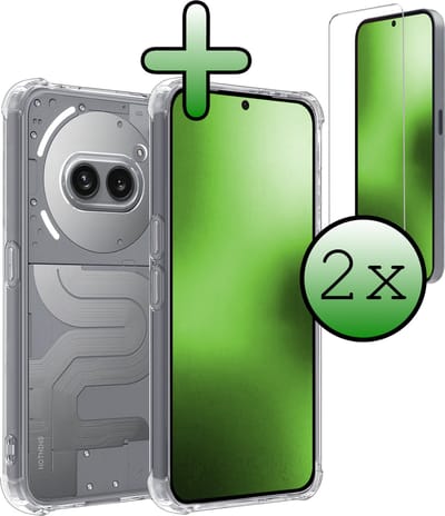 Hoesje Met Screenprotector - 2 Stuks - Geschikt voor Nothing Phone (2a) - Sterk & Shockproof - Siliconen Case - Back Cover - Telefoon Hoes - Shock Proof - Transparant