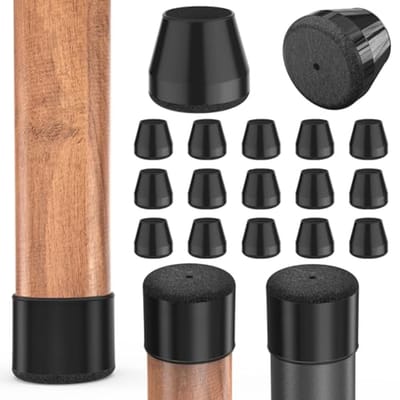 Stoelpootbeschermers met Vilt - 16 Stuks Vloerbeschermers voor Stoelen, Barkrukken (Zwart, Pasvorm: 4,1-5 cm)