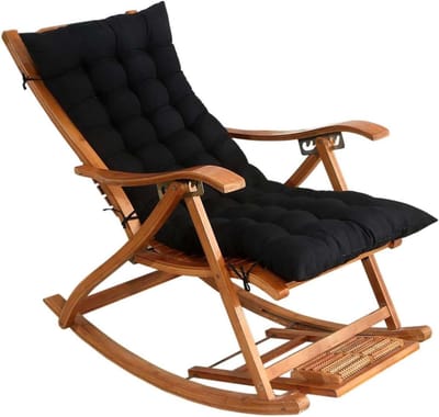Ligstoel Kussen - Dikke Zachte Kussens - Tuin Comfort - Antislip Riemen - 120x48x8cm - Zwart