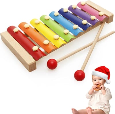 Allecto - Houten Xylofoon - Muzikaal Speelgoed - 8 Noten - Kleurrijk - Kinderen - Educatief - Creatief - Geschikt voor peuters - Kleurig