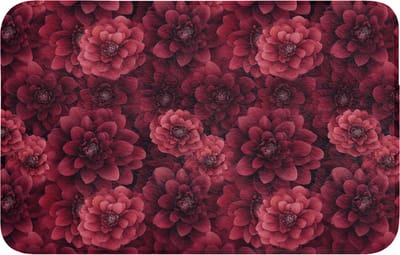 WC mat 80x50 cm - Antislip - Dahlias - Bloemen - Rood - Toiletmat - Vloermat - Douchemat - Toilet tapijt - Toiletmatten