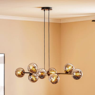 EMIBIG LIGHTING Glassy hanglamp, 8-lamps, zwart, grafiet, glas, E14