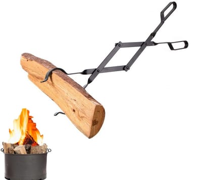 64.5cm Haardtang - Haardhouttang - Draagbare haardhouttang - Haardgereedschap - Opvouwbaar - Geschikt voor vuurkorven, kampvuren, houtkachels, kamperen, kampvuurfeesten, binnenhaarden - Zwart