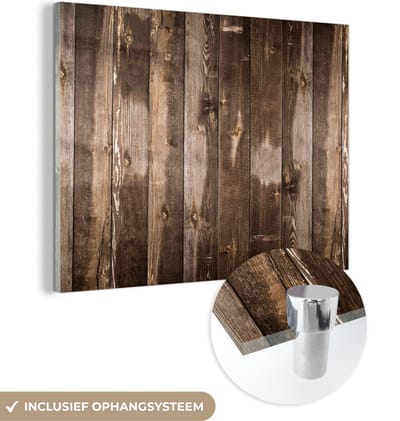 MuchoWow® Glasschilderij 120x90 cm - Schilderij acrylglas - Planken - Hout - Wood - Foto op glas - Schilderijen