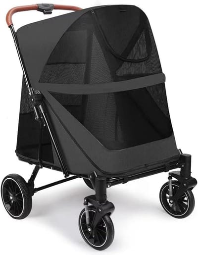 Dierenwandelwagen - Hondenbuggy - Comfortabel Vervoer - Grote Capaciteit - 108x60x60 CM - Zwart