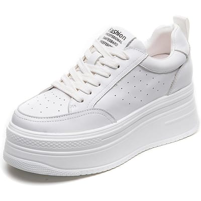 Vier Seizoenen Nieuwe Damesschoenen Dikke Zool Verhogend Kleine Witte Schoenen Dames Echt Leer Sponscake Wit Casual Sportschoenen 39 white