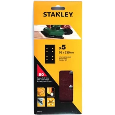 Stanley Schuurvel - K80 - Rood Aluminiumoxide - 93x230mm - 5 Stuks