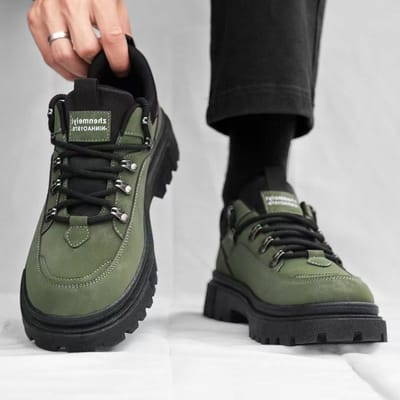 Sneakers Heren Herfst Nieuw Platform Comfortabel Ademend Casual Schoenen Heren Mode Veterswerkschoenen de hombre 44 groen