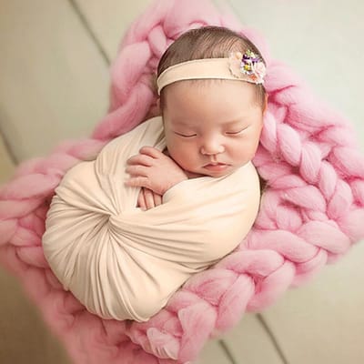 Fotografie deken - Wikkeldeken baby - Pasgeboren fotoshoots - Rekbaar en huidvriendelijk - 160 x 40 cm - Meerblauw