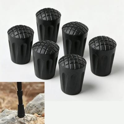 Set van 6 stuks - Dopjes voor wandelstokken - Accessoires voor wandelstokken - Vervangende dopjes - Beschermhoezen - Antislip uiteinden en ronde voetbeschermers - Slijtvast
