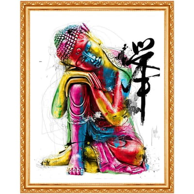 Peinture diamant thème  Religion de bouddha , broderie complète 5D à faire soi-même, point de croix, décor en 3D 20X30CM black