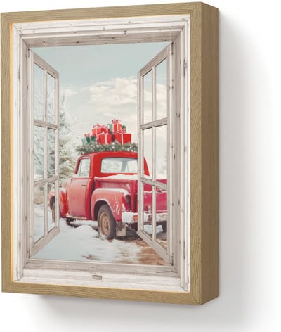 Wandlamp 30x40 cm - Oplaadbaar - Auto - Rood - Cadeaus - Winter - Kerst - Doorkijk - Wit - Wandlampen binnen woonkamer - Slaapkamer lamp - Decoratieve nachtlamp - Vloerlamp draadloos