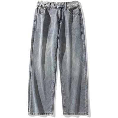 Nieuwe Stijl Jongens Broek Stijl Retro High Street Jeans Heren Lente en Herfst Losse Rechte Wijde Pijpen 3XL gray