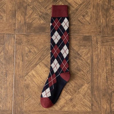 Bas à Carreaux Mode pour Femmes Chaussettes Longues Bas Femmes Style Collège Coton Tricoté Genouillères Bas Filles d'École Japonaises One Size brown