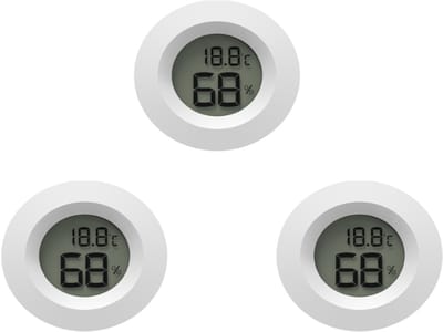Hygrometer - Thermometer - Thermometer binnen - Celsius Monitor LCD Digitale Vochtigheidsmeter - Voor Luchtbevochtigers - Potten - Incubators - Koffer - Gitaar - Reptielen - Kas - Auto (3-pack - Wit)
