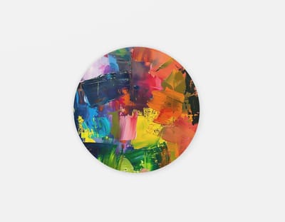 Rond Schilderij - Kleurrijke Muurcirkel - Moderne kunst print op Dibond - 40 cm