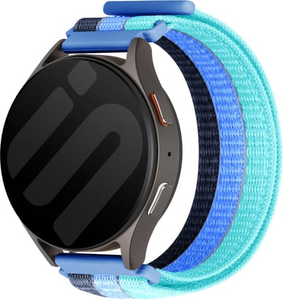 Strap-it Triple Nylon bandje geschikt voor Huawei Watch GT 6 - 41mm / GT 5 Pro - 41mm / GT 5 - 42mm / GT 4 - 41mm / Fossil Gen 6, 5e - 42mm / Charter HR / Q Venture Gen 4-3 / Xiaomi Watch S4 - 41mm / Withings ScanWatch 2, 1 & Light - Blauw Mix