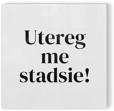 Tegeltje Utrecht Utereg me stadsie! - wit zwart - tegeltje stad - tegeltje met tekst