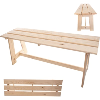 KADAX Houten tuinbank, 2-zits, zonder armleuningen en rugleuning, zitbank, parkeerbank, buitenbank voor balkon, tuin, terras (natuurlijk eiken)