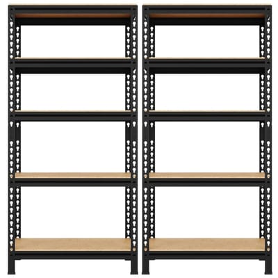 Yaheetech Stellingkast 2 Stuks 70 x 30 x 150 cm - Zwart - 5 Verstelbare Legplanken