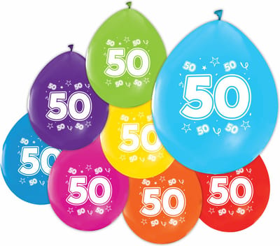 16 Ballonnen 12″ 2 Zijdig bedrukt 50 jaar - Versiering Slinger Feestdecoratie Decoratie Verjaardag Jubileum Ballon Feest