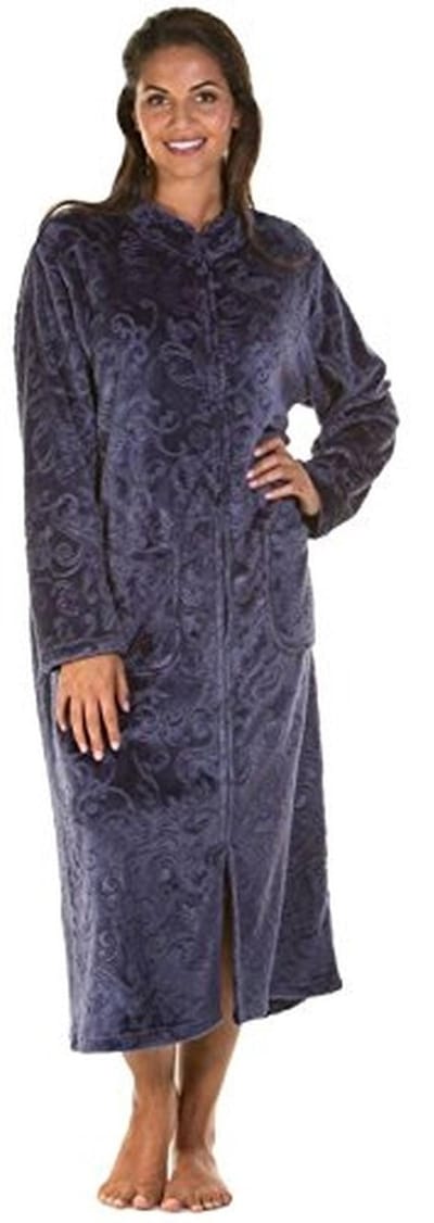 Lady Olga Soft feel fleece nightwear in 3 styles with zip, dressing gown with buttons or bed coat