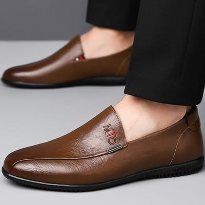 Leren Schoenen Heren Herfst en Winter Nieuwe Bonenschoenen Heren Ademende Casual Leren Schoenen Herenschoenen Zacht Leer Zachte Zool Rijschoenen 44 gray