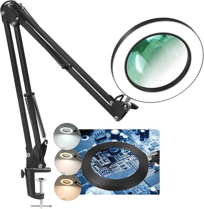 Vergrootglas met Lamp - Leeslamp Vergrootglas - Hobby Werk - 5x Glas Lens - 5 inch - Zilver